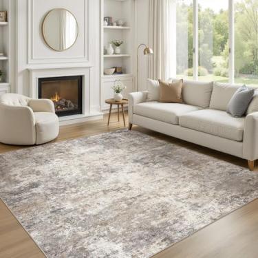 Imagem de UERMEI Tapetes quadrados: Tapete abstrato moderno e neutro lavável 15 x 15 cm para sala de estar - Tapete macio com suporte antiderrapante para cozinha, berçário, dormitórios, fazenda, decoração de