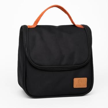 Imagem de Bolsa Térmica Lancheira Marmita Compacta Unissex com Alça Ajustável, Material Resistente, 20x19x15cm, Interior Térmico, Ideal para Trabalho e Escritório (Preto)