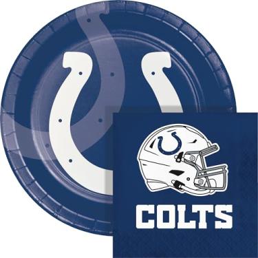 Imagem de Trendware Indianapolis Colts Kit de prato de papel e guardanapo para festa, 72 unidades