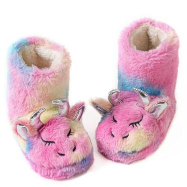 Imagem de LZSYC Pantufas femininas fofas felpudas de inverno quentes de animais, Cor/vaca, 11-12 Little Kid