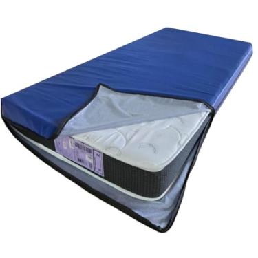 Imagem de Capa Protetora Impermeável para Colchão Solteiro com Zíper, Azul, Proteção contra Líquidos e Poeira, Antiácaros, Fácil de Limpar