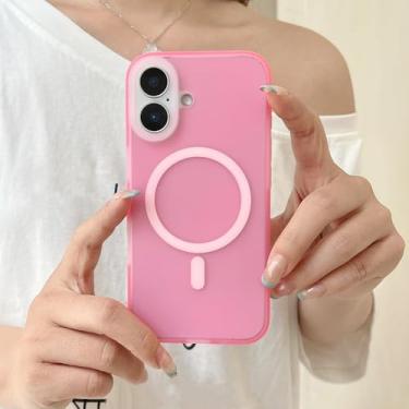 Imagem de HTVJFX Capa magnética de silicone líquido para iPhone 16 Pro Max com carregamento sem fio e capa macia à prova de choque (para iPhone 16 Pro Max/rosa)