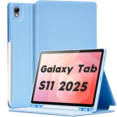 Imagem de Capa fina para Galaxy Tab S11 2025 de 11 polegadas, capa fólio com suporte multiângulo compatível com Samsung Tab S11 5G SM-X730/SM-X736B Urtra, capa com suporte para caneta S e parte traseira de TPU