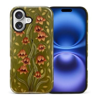 Imagem de ANLUN STORE Capa para iPhone 17, proteção dupla híbrida TPU macio + PC rígido à prova de choque, capa protetora antiarranhões e fina para homens e mulheres - design de flor verde-limão e laranja