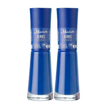 Imagem de Kit 2 Esmalte Marchetti Cremoso Tudo Azul Cor Jeans Colada 03 com 8ml