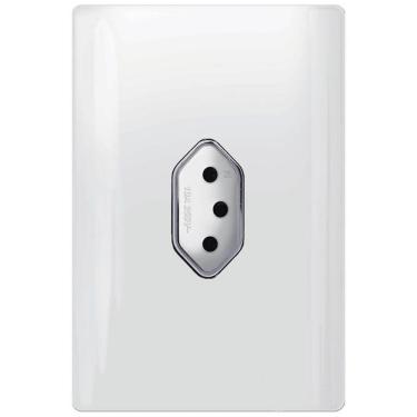 Imagem de Tomada Universal Vertical 2p+t 10a Com Placa 4x2 Branca E Cromada - Dc 1200-12 - Novara