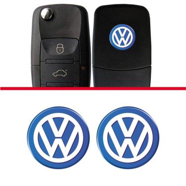Imagem de 2 Emblemas Adesivos Chave Canivete Logo Vw Azul 14 Mm Azul E Branco