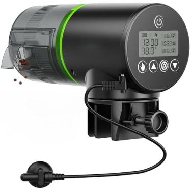 Imagem de Aysoner Alimentador automático de peixes para aquário: dispensador inteligente de comida de peixe com exibição de temperatura à prova de umidade para tanque de tartaruga Betta durante as férias