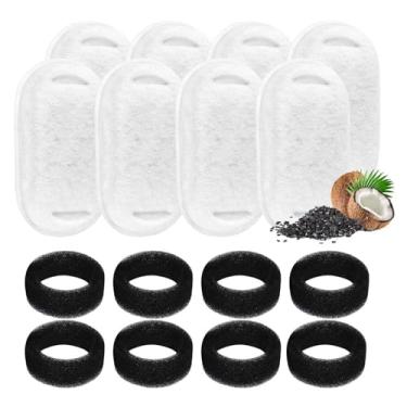 Imagem de 8 Conjuntos de Filtros Substituição e Esponjas Filtração Tripla para Fontes Animais Estimação Aço Inoxidável Dispenser Água Gatos Fontaine Cães