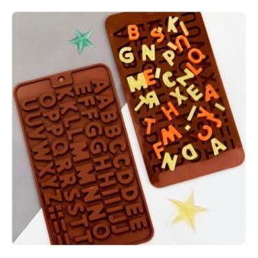 Imagem de Molde Forma de Silicone Alfabeto e Sinais, Molde para Chocolate, Doces e Confeitaria, Rosa ou Azul, (Marrom)