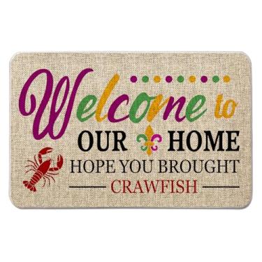 Imagem de GAGEC Tapete de porta de carnaval decoração de lagostins tapetes de entrada casa de fazenda decoração de cozinha tapete de porta exterior interno 43 x 68 cm