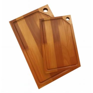 Imagem de Kit 2 Tábuas de Churrasco em Madeira para Cortar e Servir Carnes e Petiscos