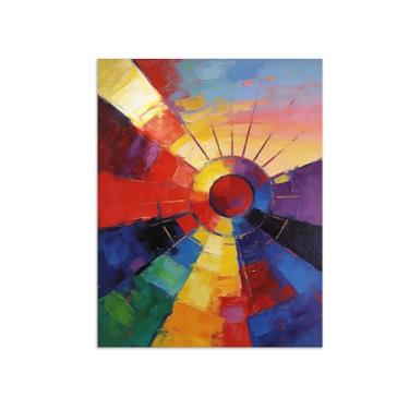 Imagem de Impressões abstratas em tela-Quadro texturizado para parede-Colorido-Pintura moderna para sala de estar 80x105cm Sem Moldura