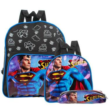 Imagem de Mochila Escolar Super Homem Herois Costas Lancheira+Estojo - TOYS 2U