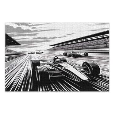 Imagem de Formula Racing Quebra-cabeças pretos de 500 peças para adultos, peça grande, quebra-cabeças exclusivos para adultos com letras nas costas