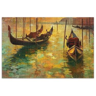 Imagem de Itália Veneza Pintura Gôndolas Adultos Quebra-cabeça 500 peças Elefantes Brancos Presentes Cena Inverno Puzzles Família Brinquedo Arte