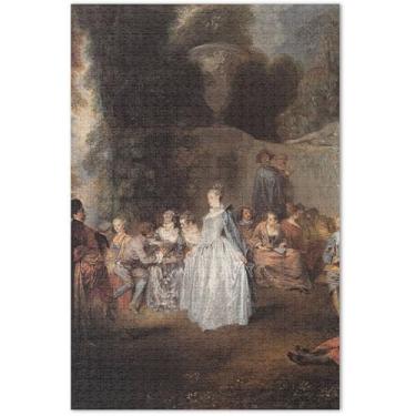 Imagem de Jean Antoine Watteau Impressão Rococó Adultos 1000 Peças Quebra-cabeças Engraçados Prime Puzzles Jogo de Arte, 75 x 40 cm
