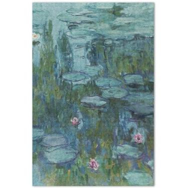 Imagem de Nenúfares Claude Monet Pintura Quebra-cabeça 500 peças para adultos Jogo Quebra-cabeça Presentes Divertido Família Enigma Floral Arte Pintura, 20,5 x 14,9 polegadas