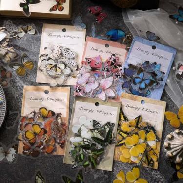 Imagem de Conjunto de adesivos de borboleta (240 peças) borboletas coloridas transparentes adesivos de resina decalques para a natureza scrapbook suprimentos junk journal bullet journals planejadores laptops