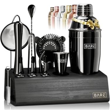 Imagem de BARE BARREL® Mixology Bartender Kit de bar | Conjunto de coqueteleira de 14 peças | Ferramentas de mistura de martini barware para bartender em casa | Incluindo 35 cartões de receita | Conjunto de