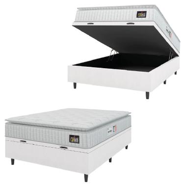 Imagem de Cama Box Baú Casal Colchão Espuma D33 Pillow Top Van Gogh 138x188x65cm Branco Linho Hellen