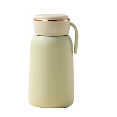 Imagem de Garrafa Térmica de Aço Inox 304, 300ml, Isolamento Térmico, Tampa com Alça de Silicone, Base Antiderrapante, Compacta e Portátil | Bebidas Quentes e Frias (Verde)