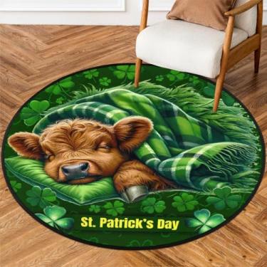Imagem de Tapete redondo pequeno de 1,5 m para o dia de São Patrício, tapete circular antiderrapante, lavável, tapete circular para quarto, sala de estar, berçário, cozinha, banheiro, entrada, decoração de casa