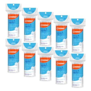 Imagem de Discos de Algodão Cremer - 10 Pacotes x 50 un - Dupla Face Alta Absorção - Uso Beleza, Maquiagem, Skincare, Nailcare, Unhas