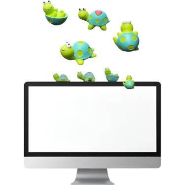 Imagem de Suny Smiling 4 Pcs Mini Resin Tortoise Figurines 3D Creative Monitor Decor for Computer/Desktop/Car Dashboard Adorable Desk Toy for Pet Lovers Home Office Decoration