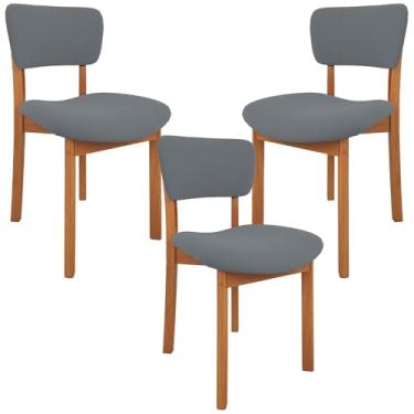 Imagem de Kit 03 Cadeiras Para Sala de Jantar Cozinha Living Estofada Dara L02 Suede Cinza - Lyam Decor