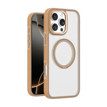 Imagem de HJZSZX Capa protetora magnética com carregamento sem fio para iPhone 16 Pro, capa rígida à prova de choque (para iPhone 16 Pro/ouro deserto)