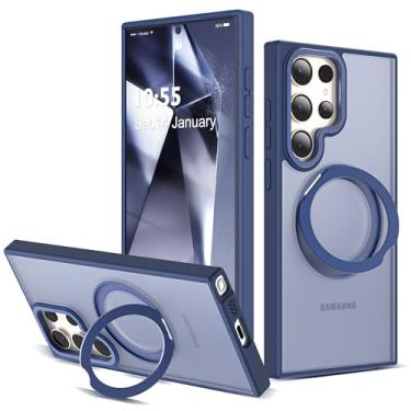 Imagem de SureArmor Capa para Samsung Galaxy S24 Ultra com suporte de anel magnético giratório de 360° compatível com MagSafe [proteção de grau militar], capa translúcida à prova de choque para Samsung Galaxy