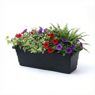 Imagem de Floreira Retangular 44cm Preta - Vaso Versátil para Flores, Hortas e Temperos - JP43P