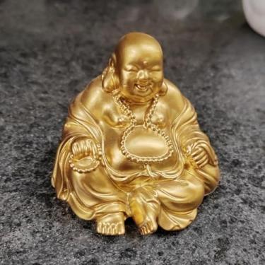 Imagem de FENNYYAR Ornamentos de estátua de Buda resina Feng Shui Maitreya chinês, 9 cm, 8,9 cm, estatuetas de escultura de Buda para decoração de casa
