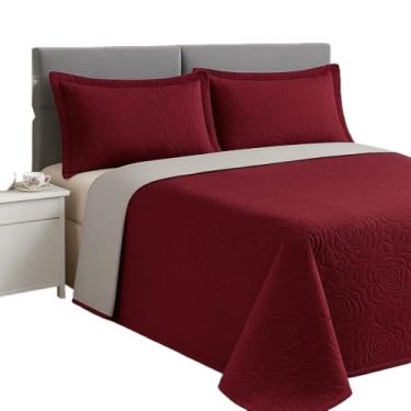 Imagem de Kit Colcha Cobre Leito Casal Dupla Face(Vinho)