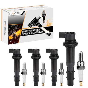 Imagem de Pacote 4 F6T553 OEM Bobina de ignição e vela de ignição - Compatível com Kawasaki Ninja ZX-6R ZZR600 Triumph 1200 Tiger 800 XC XR XRT Street Triple Daytona 675 R - Substitui # 21171-1272, T1291504