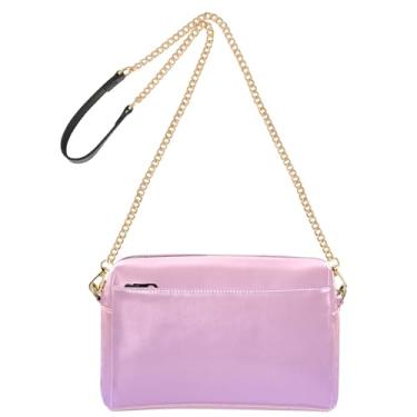 Imagem de Joitme Bolsa tiracolo feminina rosa blush malva gradiente bolsa para celular bolsa de ombro de couro PU com alça de corrente