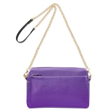 Imagem de Joitme Bolsa feminina tiracolo bolsa para celular linda bolsa de ombro de couro PU com alça de corrente violeta roxo gradiente ombré