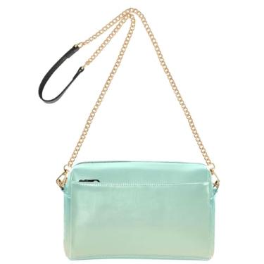 Imagem de Joitme Bolsas femininas transversais bolsa de telefone linda alça de corrente couro PU bolsa de ombro verde azul claro dourado amarelo gradiente