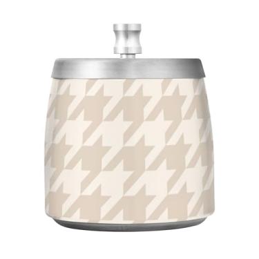 Imagem de Houndstooth Cinzeiro marrom pastel, cinzeiros inoxidáveis, cinzeiro de pé ao ar livre para pátio