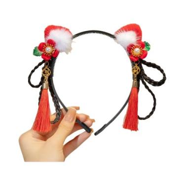 Imagem de Tiara De Cabelo Com Franjas Trançadas E Flores Para Meninas, Acessório