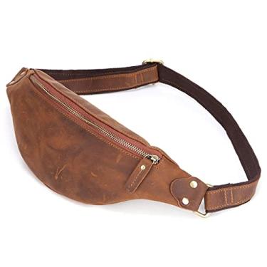 Imagem de Bolsa de cintura masculina de couro vintage pochete masculina cinto quadril bolsa de telefone (cor: tamanho E: 26 * 12 cm) (D 26 * 12 cm)