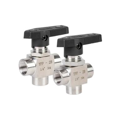 Imagem de Válvula de esfera de 3 vias de painel de alta pressão L tipo 1/20.3 cm 1/10.2 cm 3/20.3 cm 1/5.1 cm 3/10.2 cm válvula de esfera de três vias fêmea de aço inoxidável (DN8)
