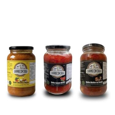 Imagem de Chorando com Cebola, Kit 3 Molhos Moqueca Funghi e Tomate Rústico