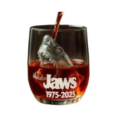 Imagem de Copo De Vidro Transparente Edição Limitada 50º Aniversário Jaws Tema T