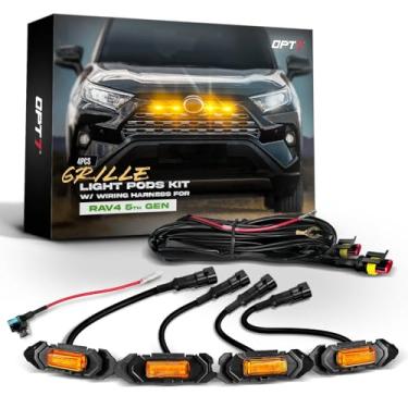 Imagem de OPT7 4 peças de luzes LED âmbar para RAV4 2019, 2020, 2021, 2022, 2023, 2024, 2025, com chicote de fios e torneira de fusível, luz frontal para churrasqueira, acessórios de caminhão DRL