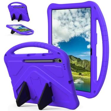 Imagem de QYiiD Capa infantil para Galaxy Tab S10 Lite/S10 FE 2025 e S9 FE/S9 2023 27.7 cm/27.9 cm, capa infantil EVA à prova de choque com alça de suporte, alça de ombro, suporte, roxo