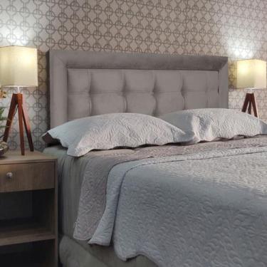 Imagem de Cabeceira Casal 140 Cama Box Luxor Lexus Bege Suede Com Pés RBL
