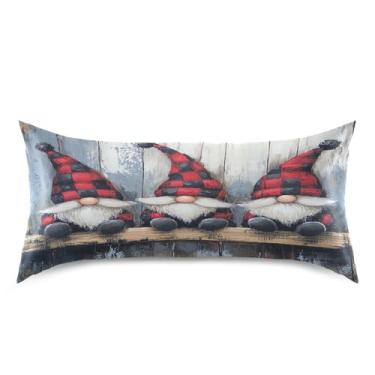 Imagem de Blueangle Fronha de cetim com três gnomos fofos para cabelo e pele, fronha de seda, tamanho king (50,8 x 101,6 cm) - fronhas de cetim com fecho de envelope (908)