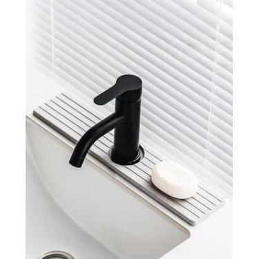 Imagem de Tapete de torneira de pedra de 40,6 cm para pia de cozinha tapete de pedra de secagem de diatomita bandeja de pedra absorvente para cozinha banheiro balcão cinza